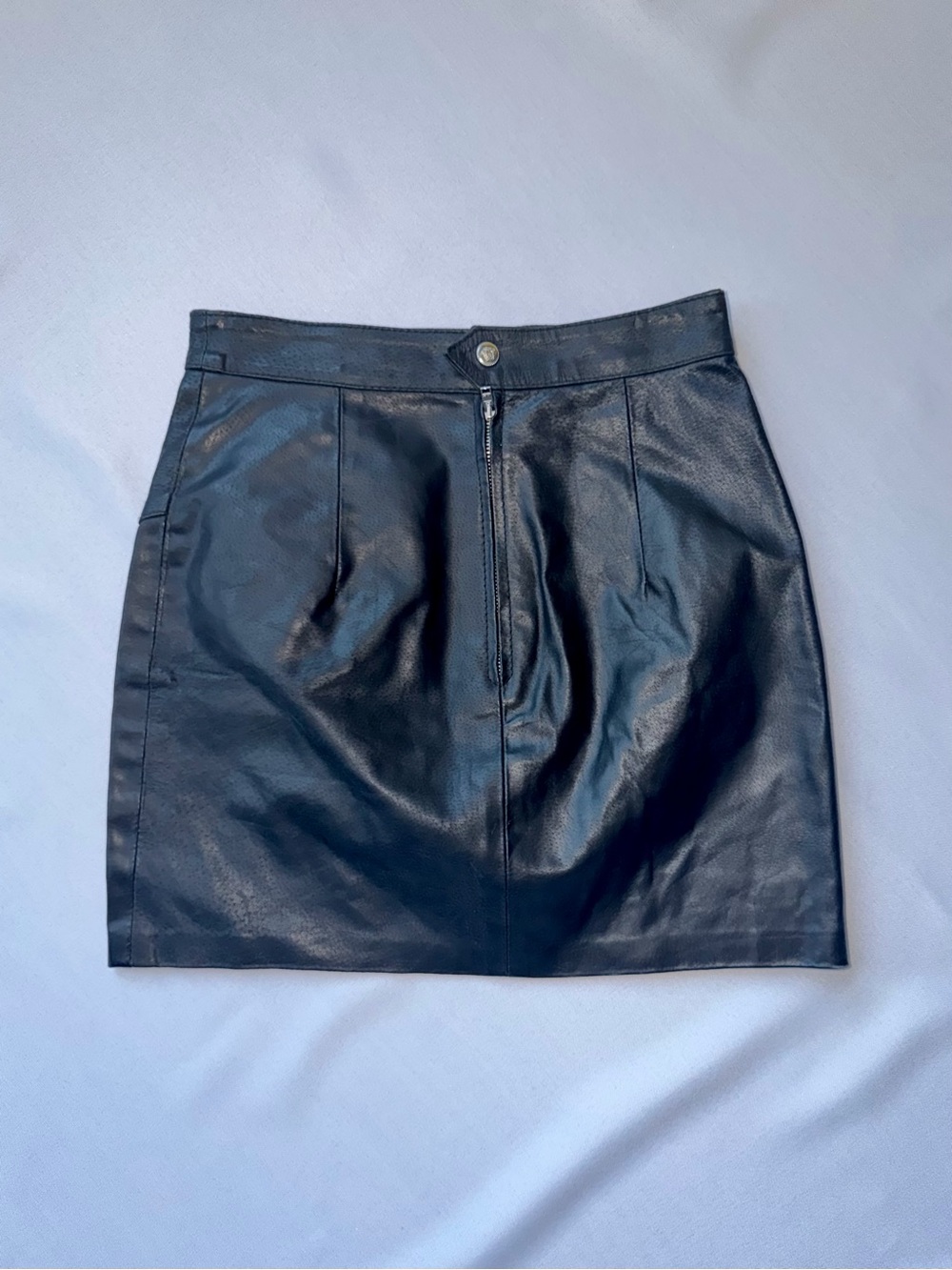 Vintage Versace Jeans Couture Black Leather Mini Skirt